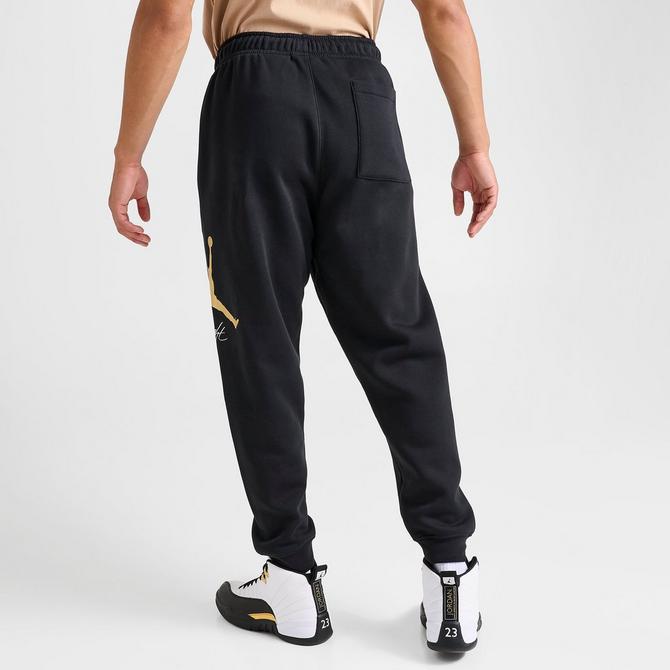 Jordan Take Flight Black and Gold Fleece Pants Big Kids Pants