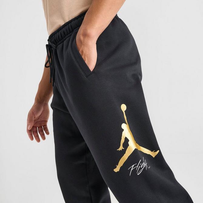 Jordan Take Flight Black and Gold Fleece Pants Big Kids Pants