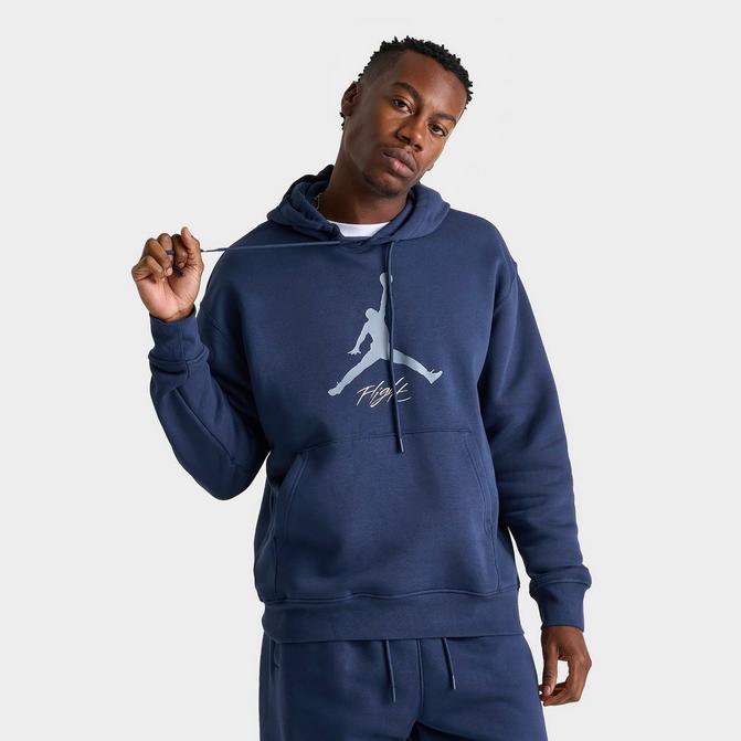 Jordan Men s Essentials Baseline Fleece Hoodie in Blue Midnight Navy Size Medium Cotton Polyester Fleece