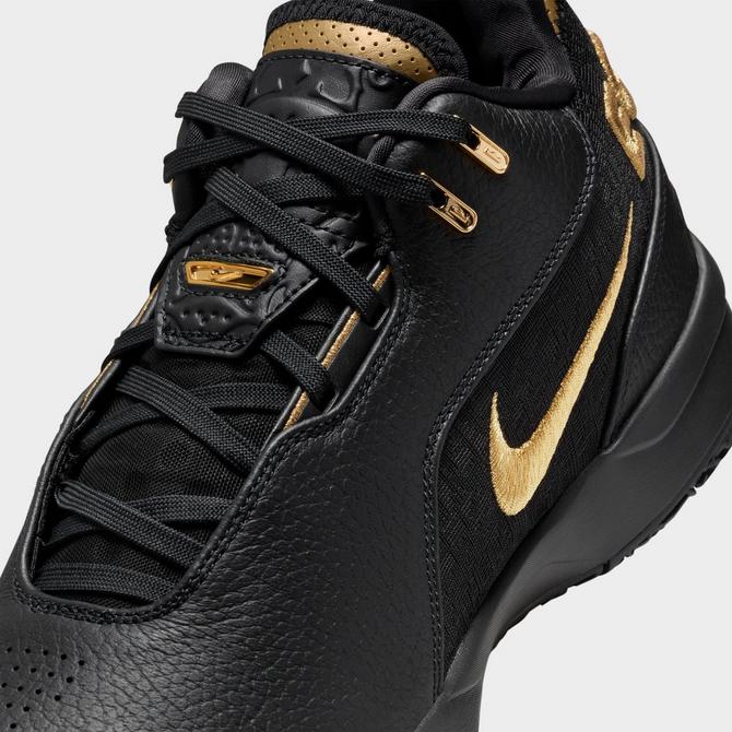 Front view of Nike LeBron NXXT Gen AMPD Basketball Shoes in White/Black/Gold Click to zoom