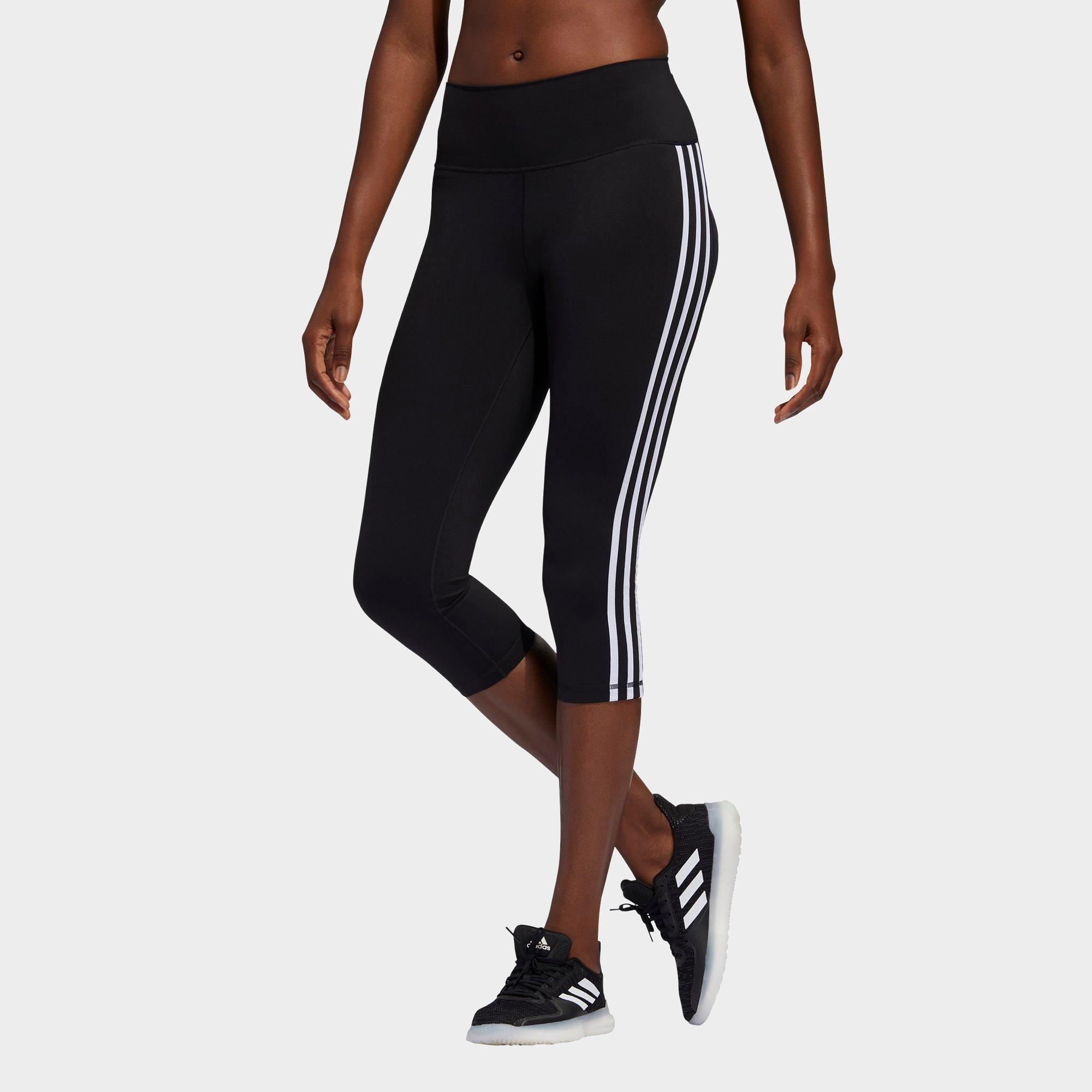 adidas training three stripe capri leggings in black