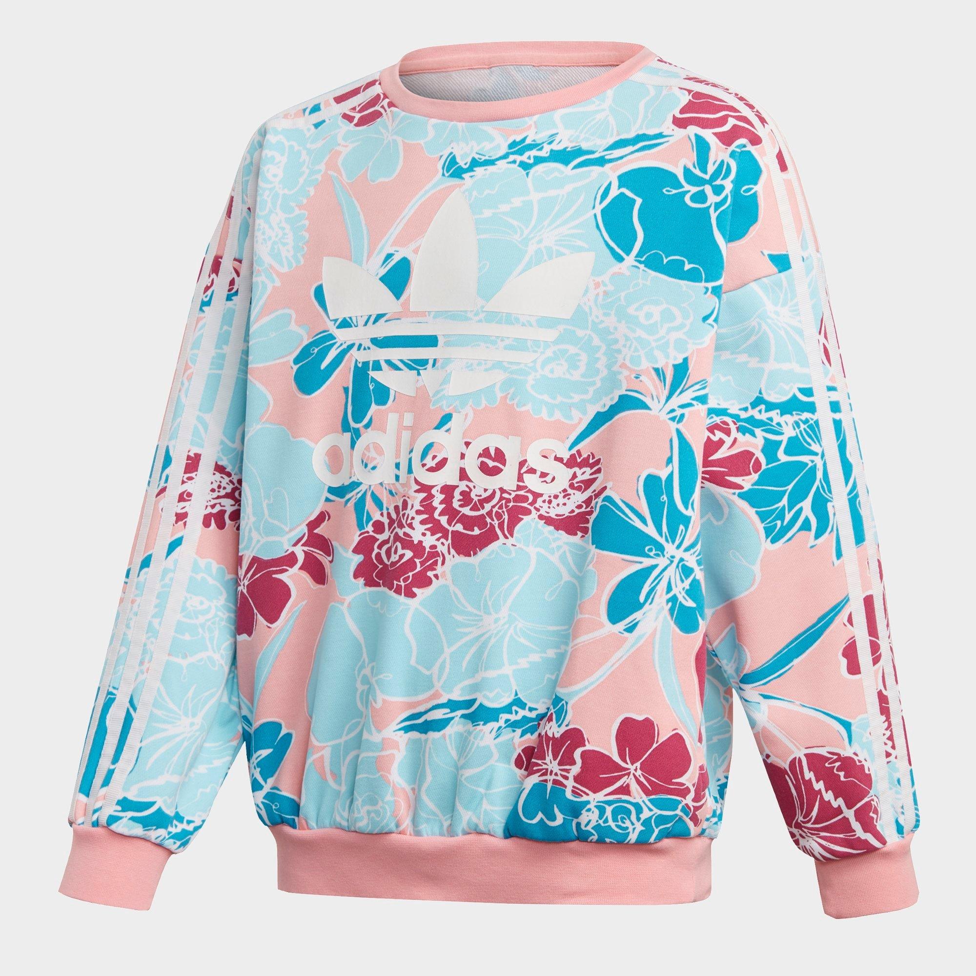 women's adidas trefoil allover floral hoodie