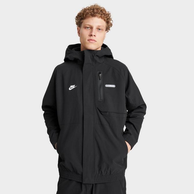 Nike Men's Size L Big Swoosh Windbreaker Woven Track Jacket Lined Black  Nylon