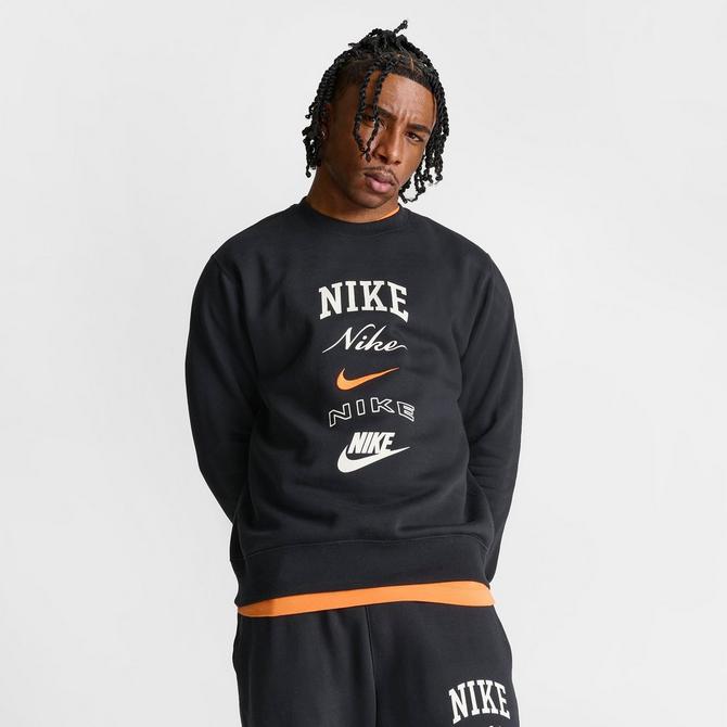 Nike Swoosh Logo Embroidered Crewneck Sweatshirt in Orange