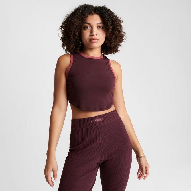 Burgundy nike crop store top