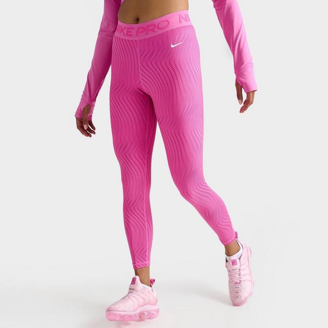 Nike Running Dri-Fit Fast Mid Rise Camo Leggings In Pink-Black