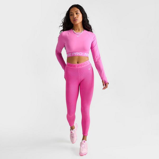 Nike Women's Printed Botanical Fast Crop Running Legging (Pink
