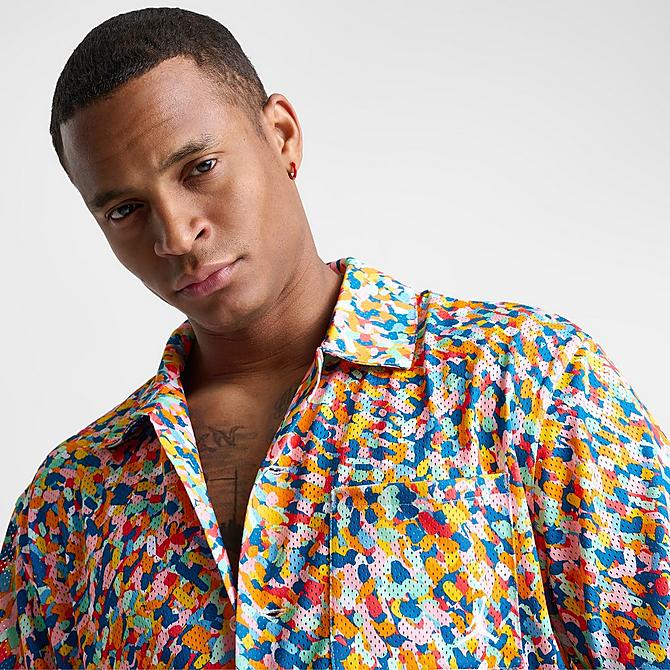 Men's Jordan Essentials Allover Print Button-Down Poolside Men's Jordan Essentials Allover Print Button-Down Poolside