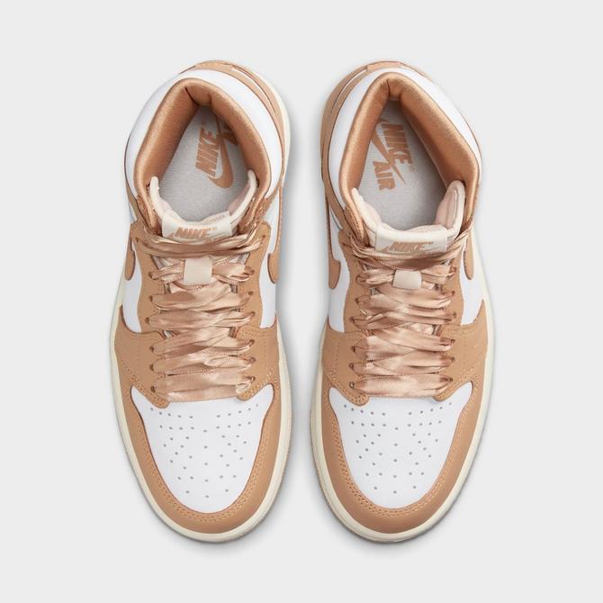 Air Jordan 1 Retro High OG White and Gold Women's Shoes.