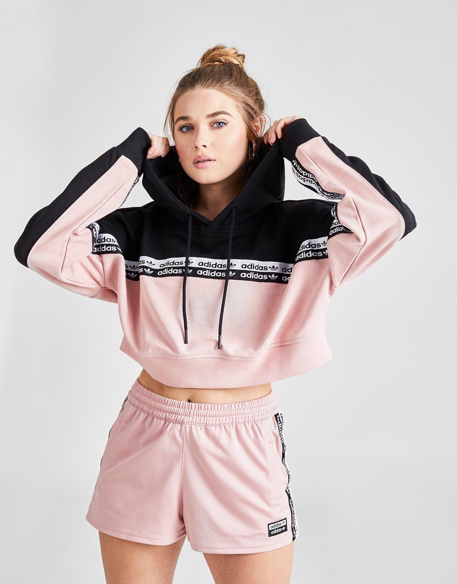 adidas tape overhead hoodie pink