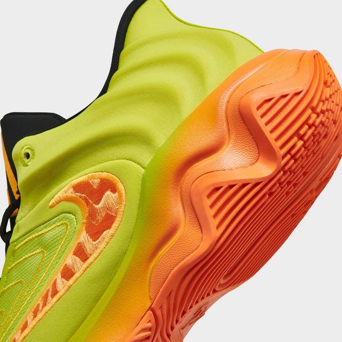 Front view of Nike Giannis Immortality 4 Basketball Shoes in Cyber/Sundial/Lightning/Bright Mandarin Click to zoom