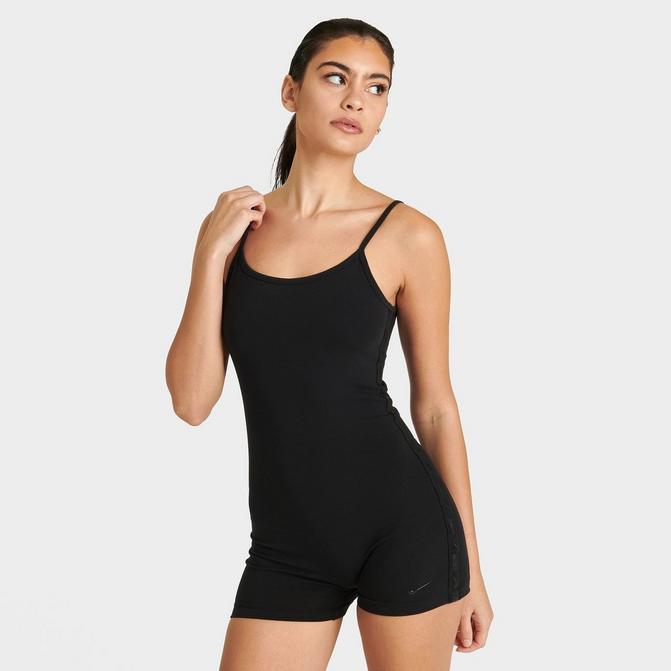 Nike Essential mini swoosh cut out bodysuit in black