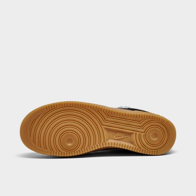 Bottom view of Men's Nike Air Force 1 '07 LV8 Casual Shoes in Black/Summit White/Gum Light Brown Click to zoom