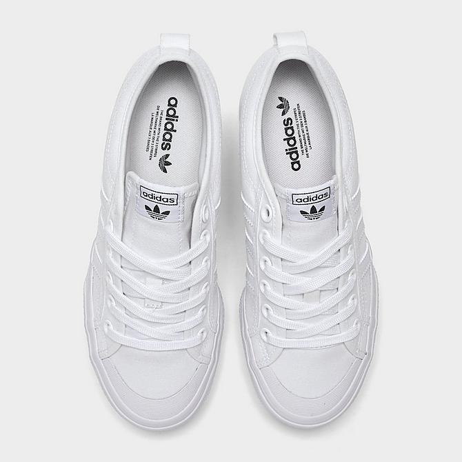 Back view of Women's adidas Originals Nizza Platform Casual Shoes in White/White Click to zoom