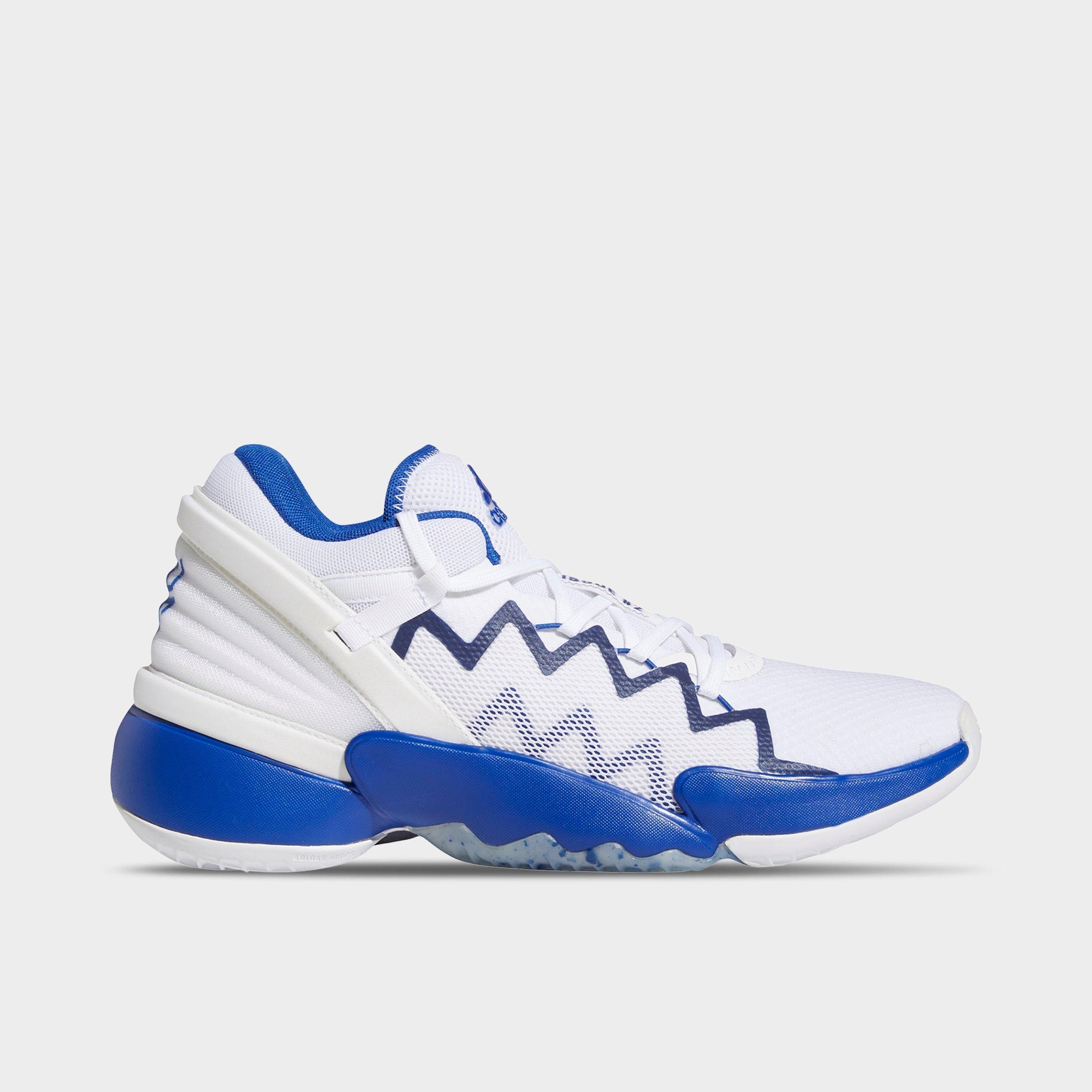 blue and white adidas basketball shoes