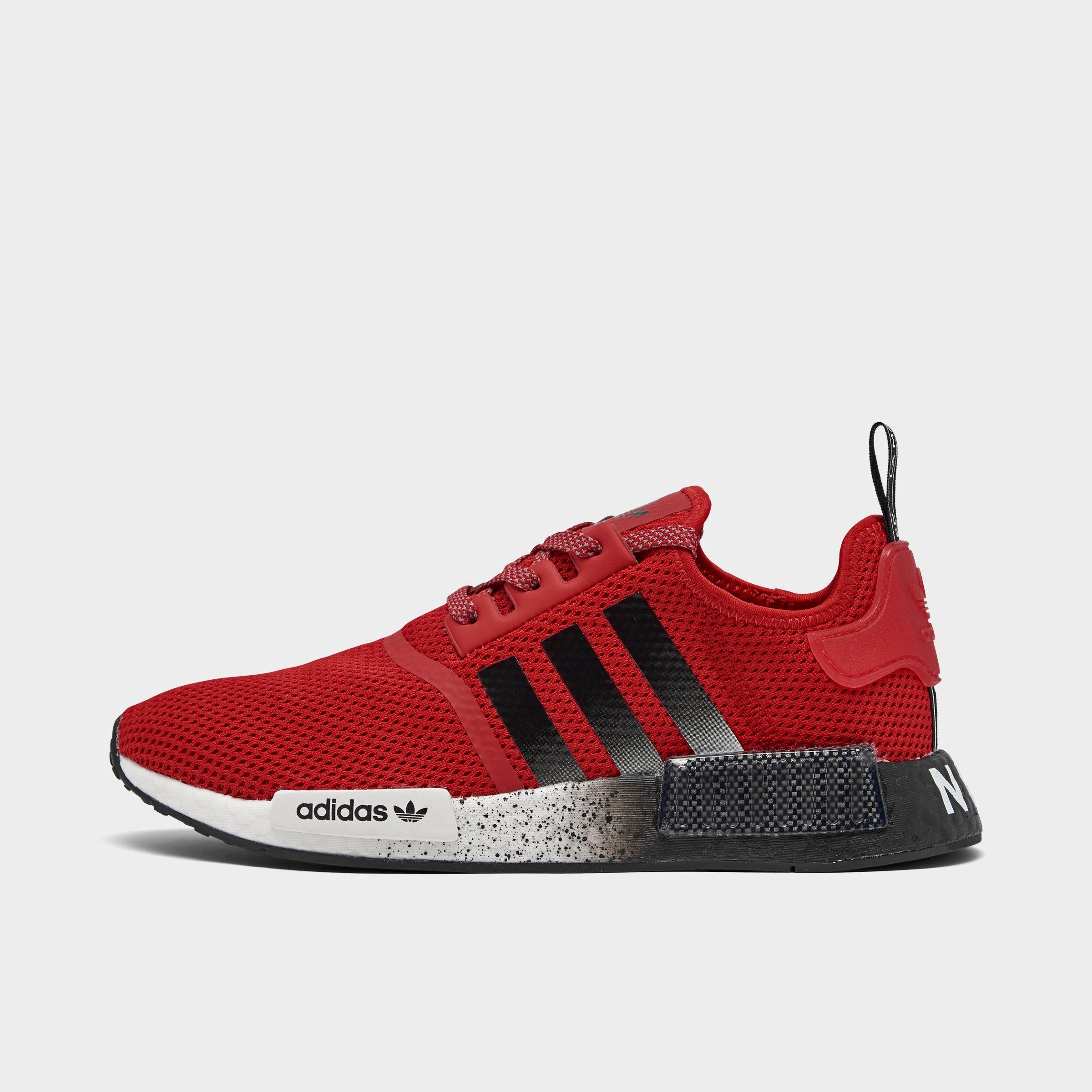 adidas originals nmd r1 trainers in black with red heel block