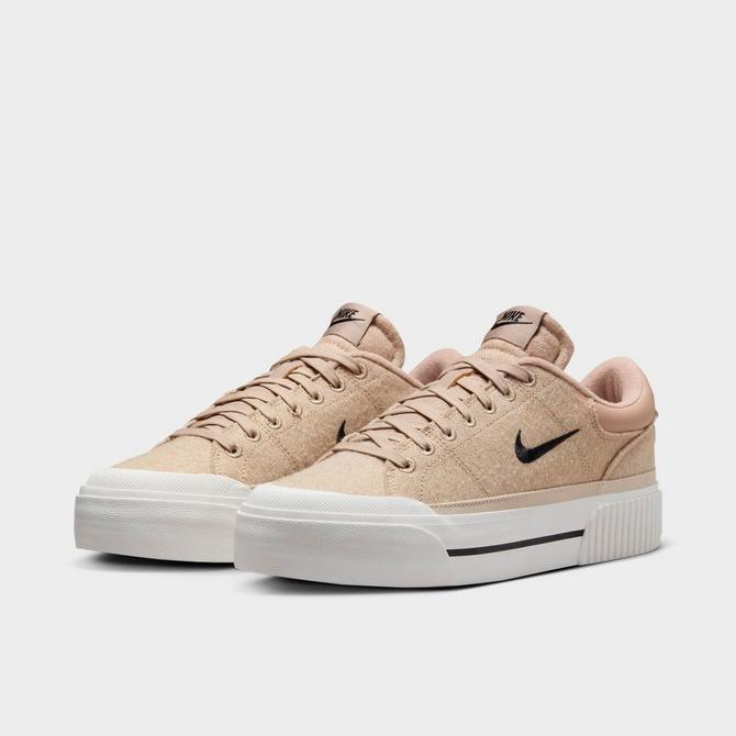 Three Quarter view of Women's Nike Court Legacy Lift LE Casual Shoes in Hemp/Black/Sail/Sanddrift Click to zoom