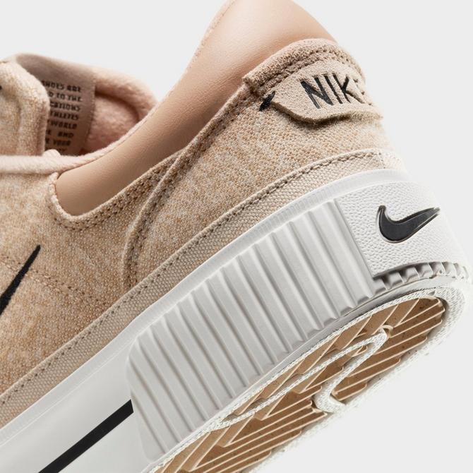 Front view of Women's Nike Court Legacy Lift LE Casual Shoes in Hemp/Black/Sail/Sanddrift Click to zoom