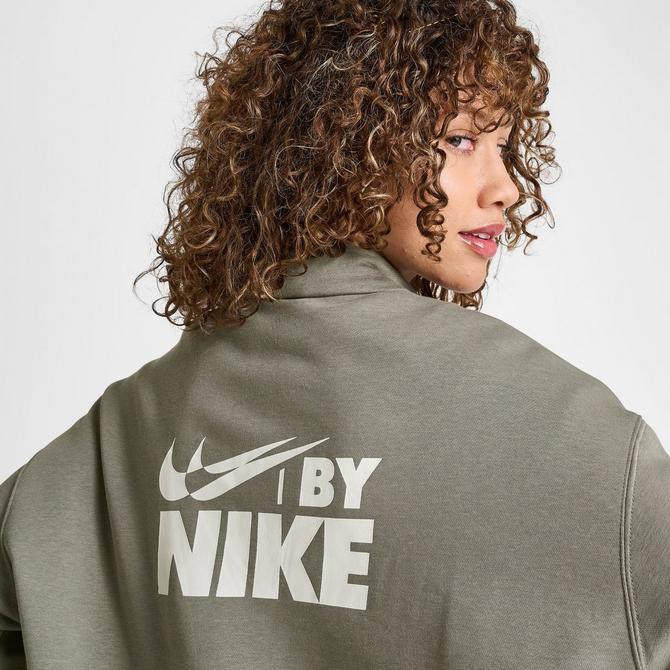 Nike Womens Club Fleece Oversized Crop Bomber Jacket