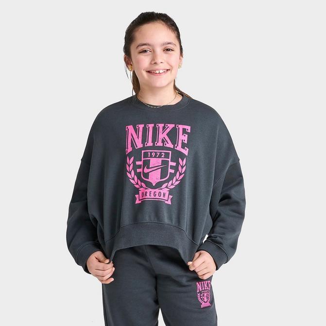 Nike Dri-Fit Sweatshirt Pullover Jumper Pink Oversized Crop Cotton Blend XS  New