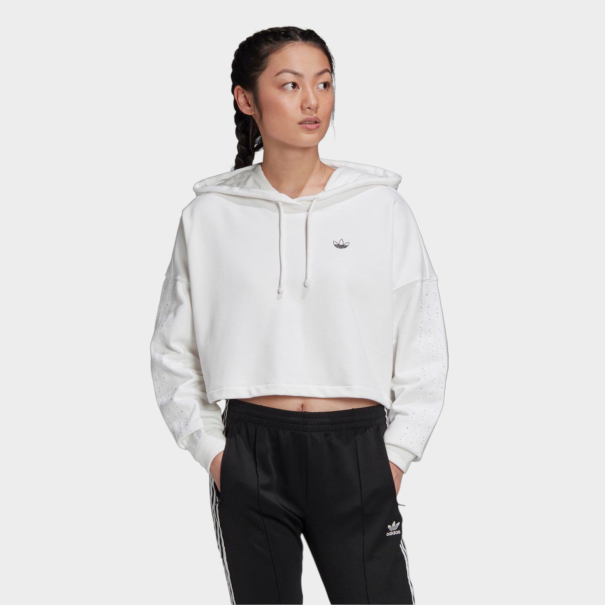 adidas three stripe cropped hoodie