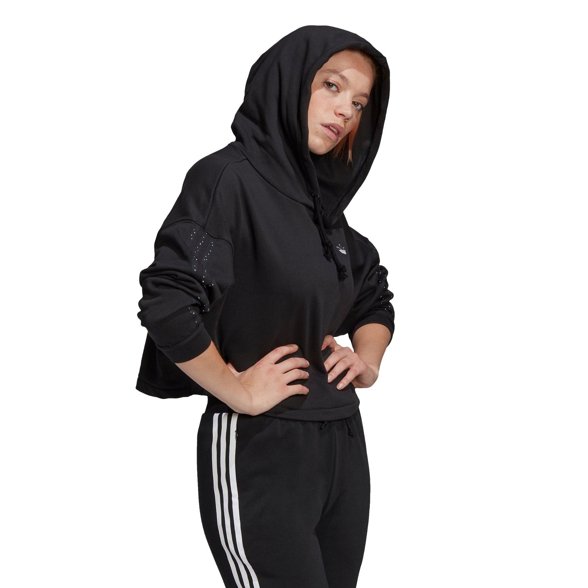 adidas originals adicolor 3 stripes cropped hoodie sweatshirt