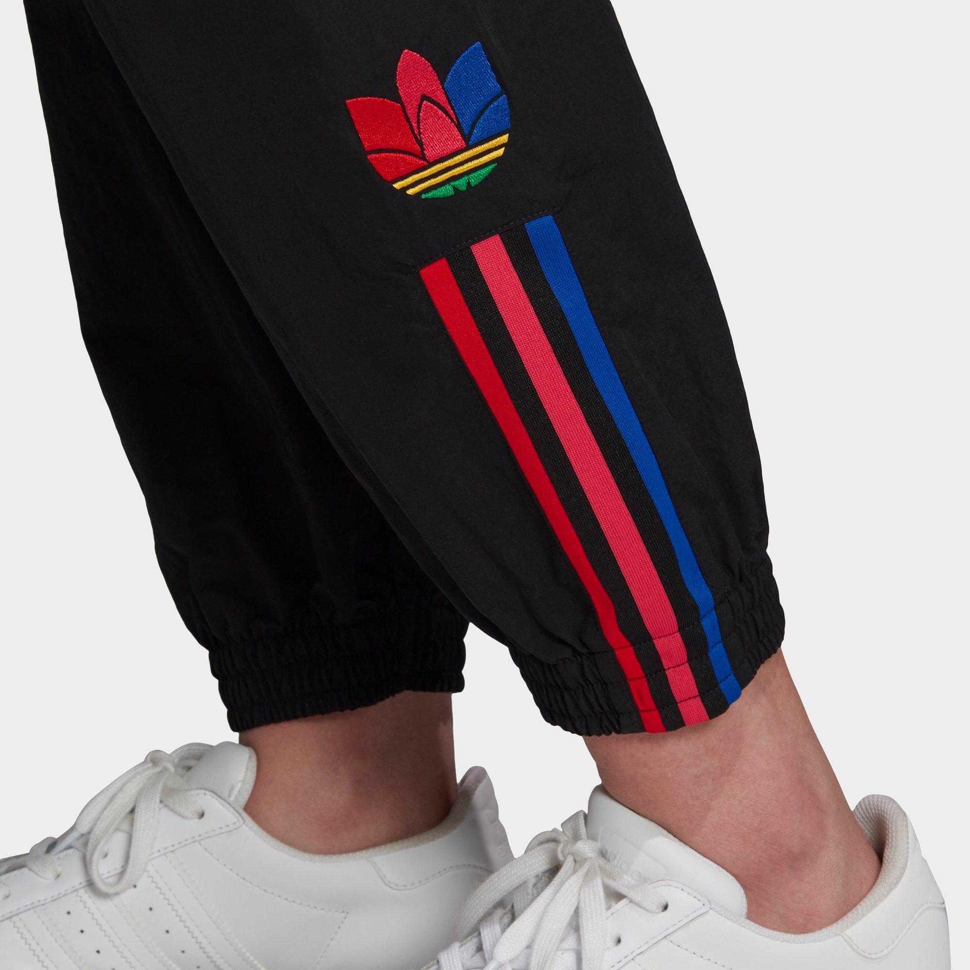 adidas originals adicolor three stripe cuffed joggers in black