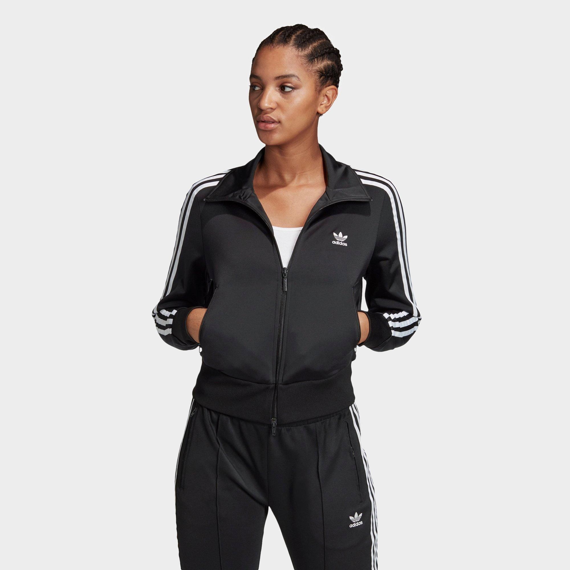 womens black and white adidas track jacket