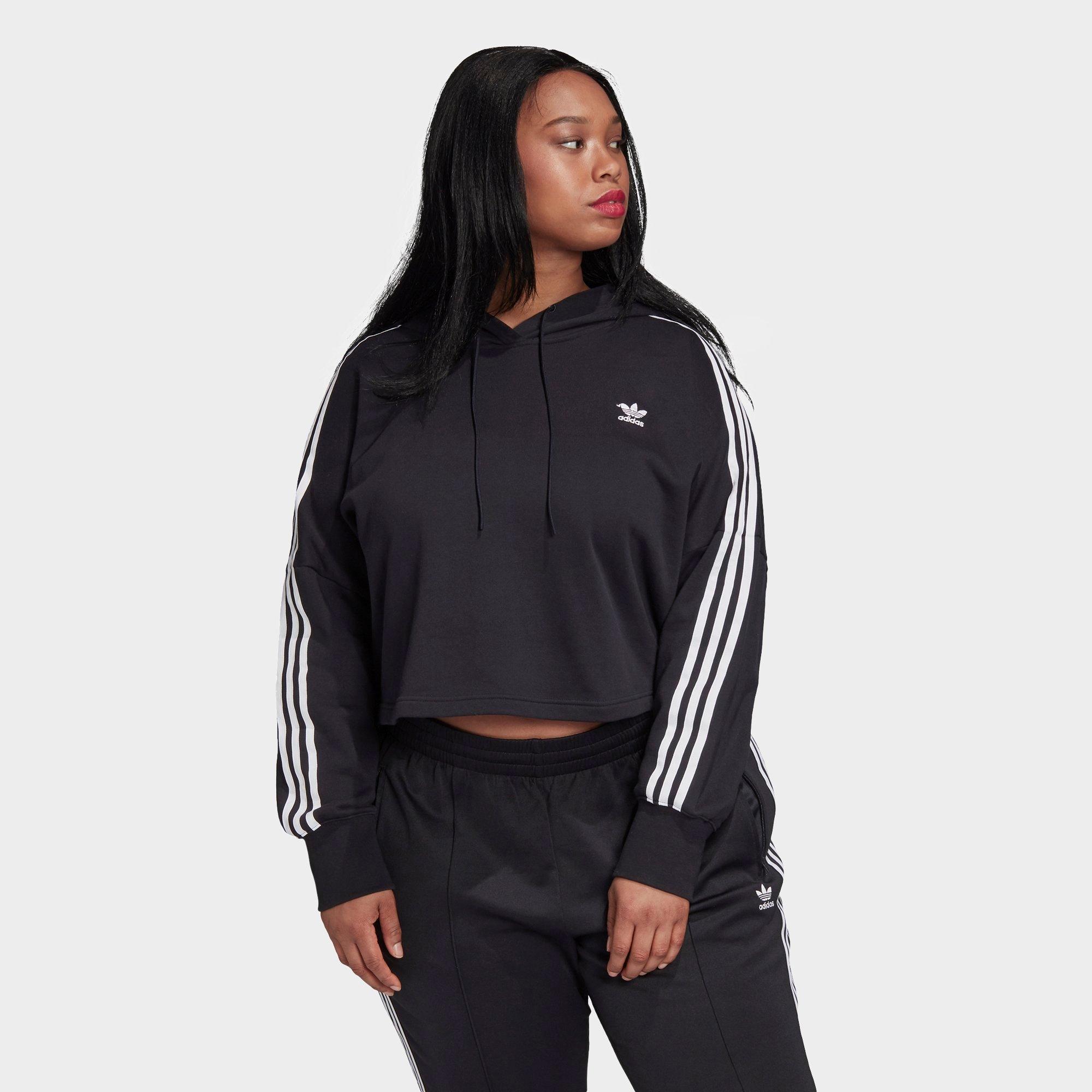 adidas originals adicolor 3 stripes cropped hoodie sweatshirt