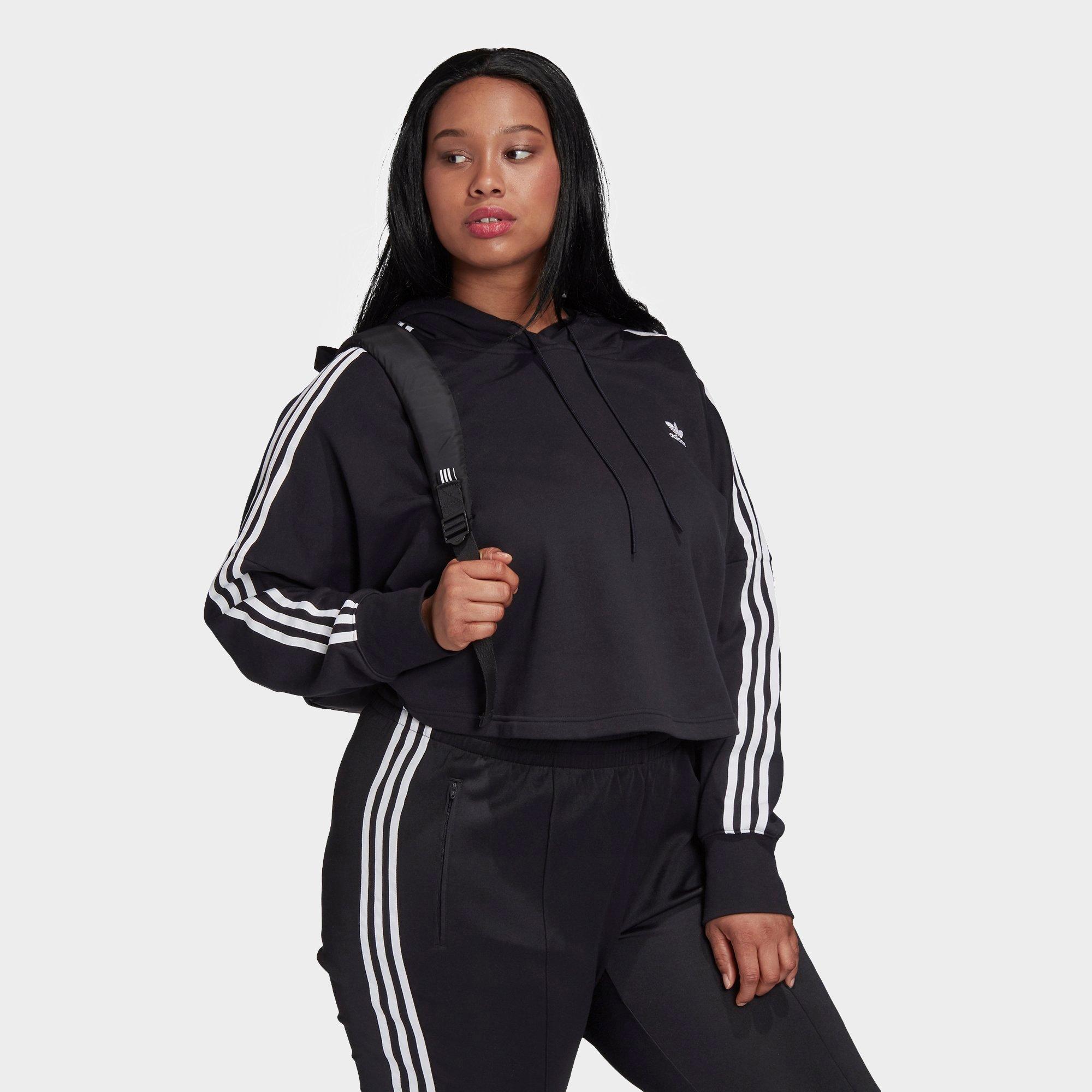 adidas originals adicolor 3 stripe cropped hoodie