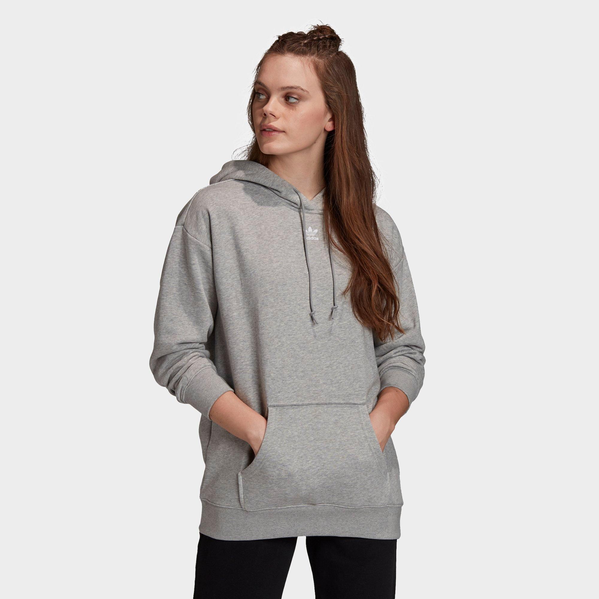 adidas trefoil hoodie women's grey
