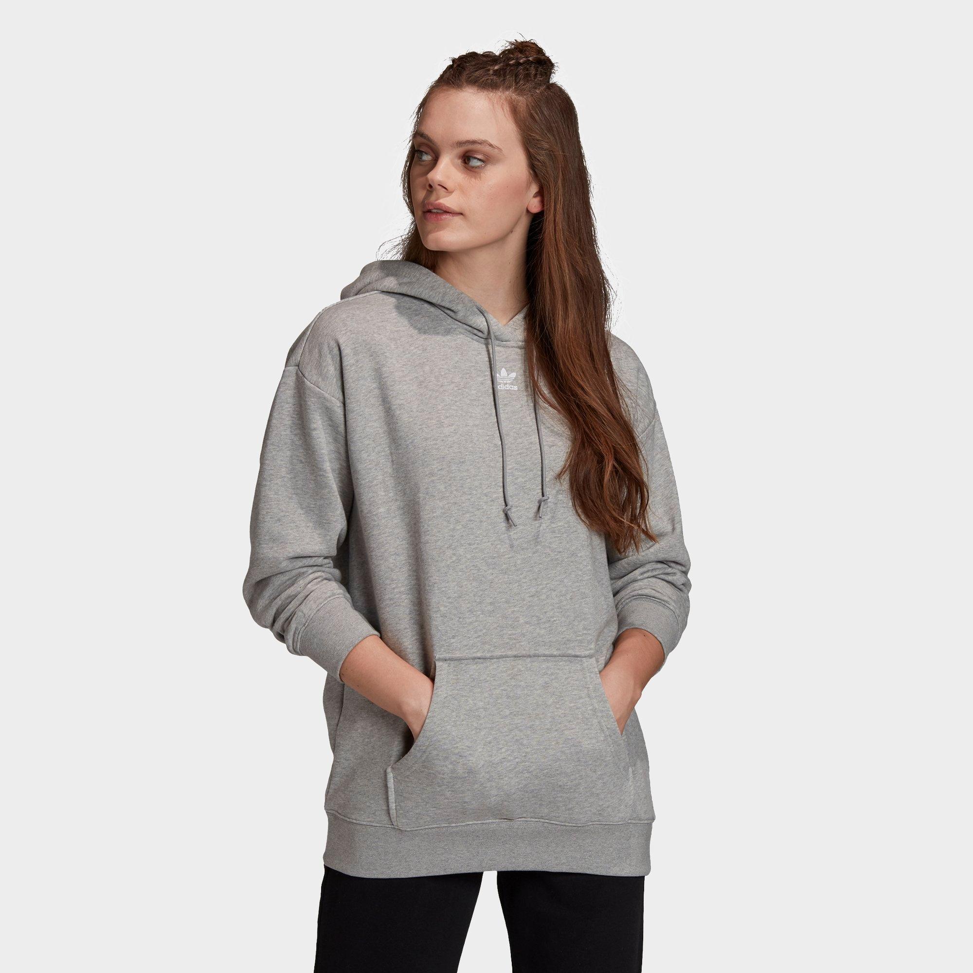 adidas trefoil hoodie grey womens