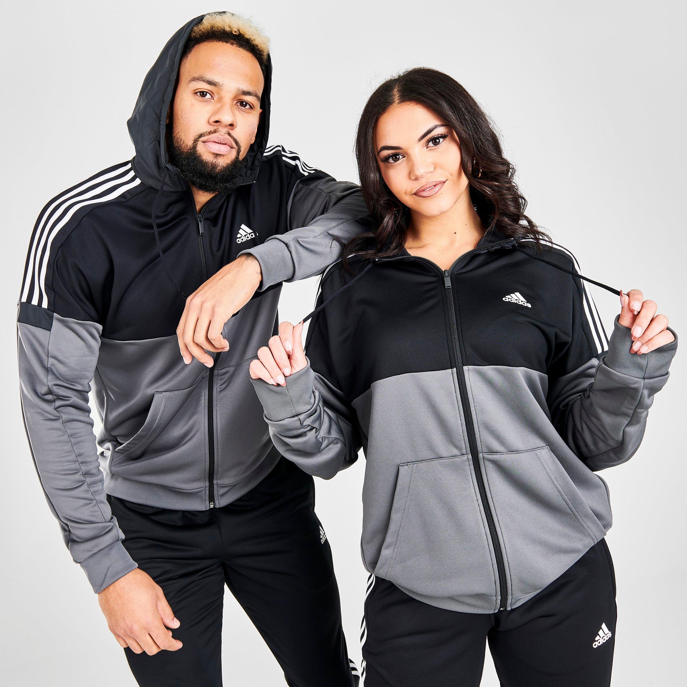 adidas 3 stripe full zip hoody mens