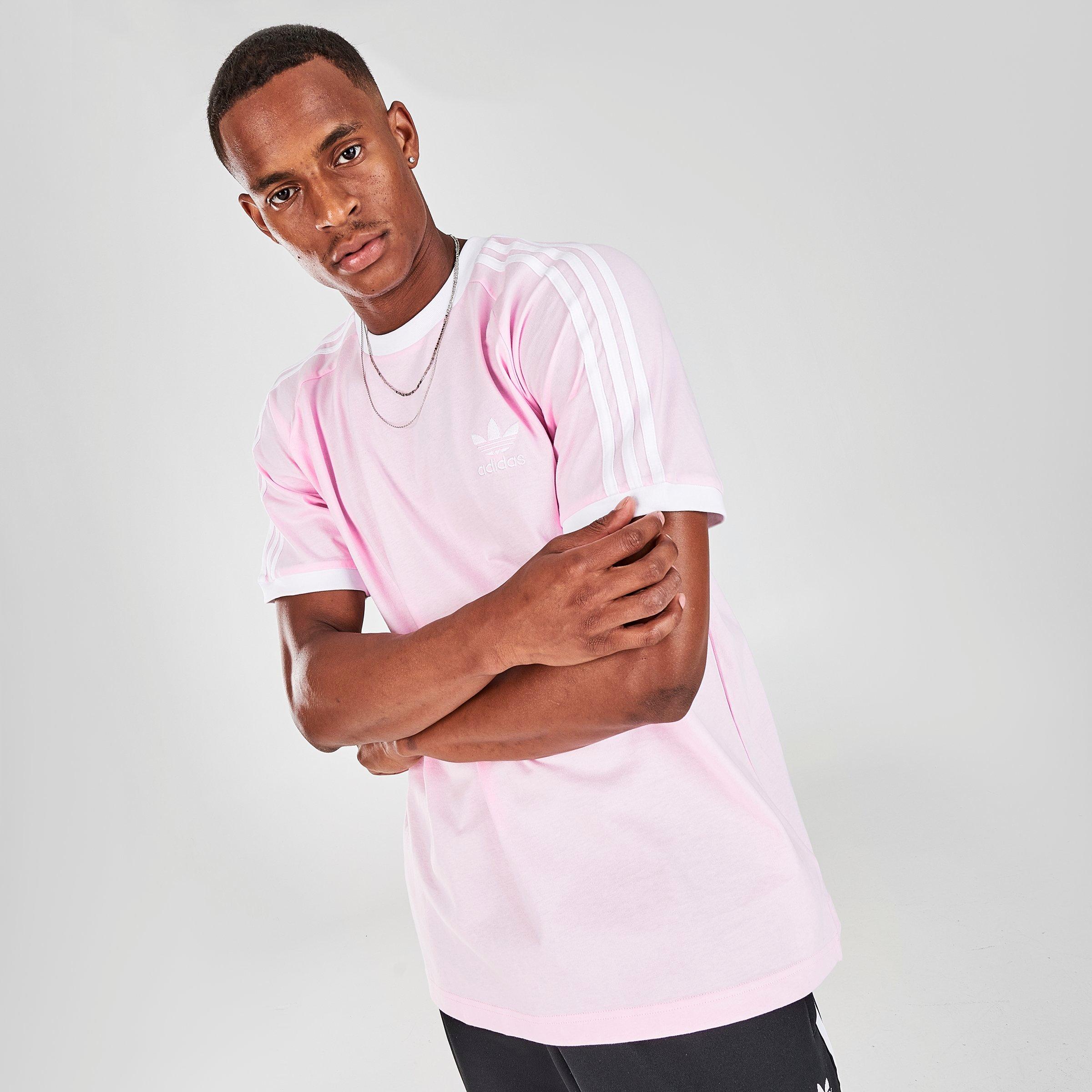 adidas originals california 3 stripes t shirt pink