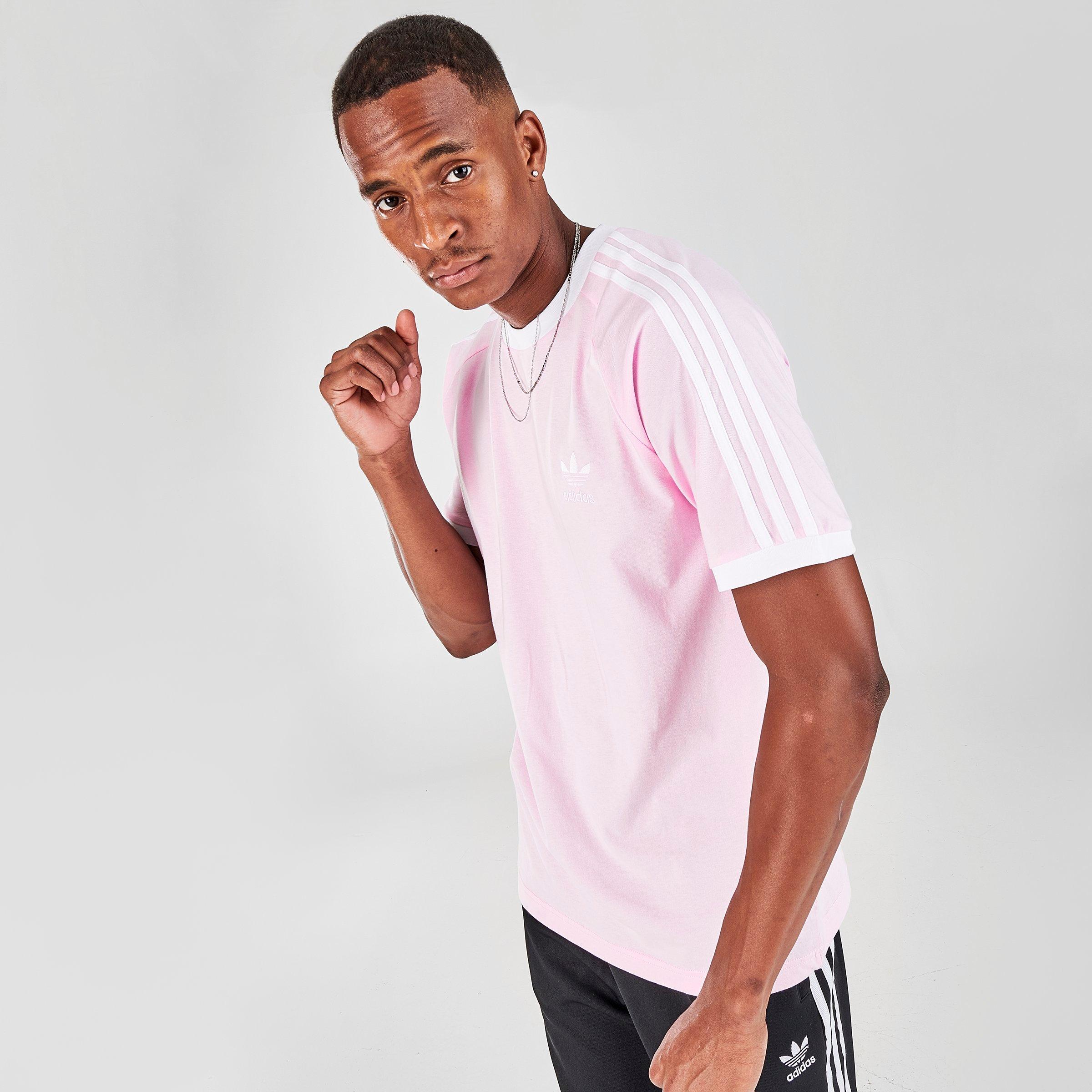 adidas originals california 3 stripes t shirt pink