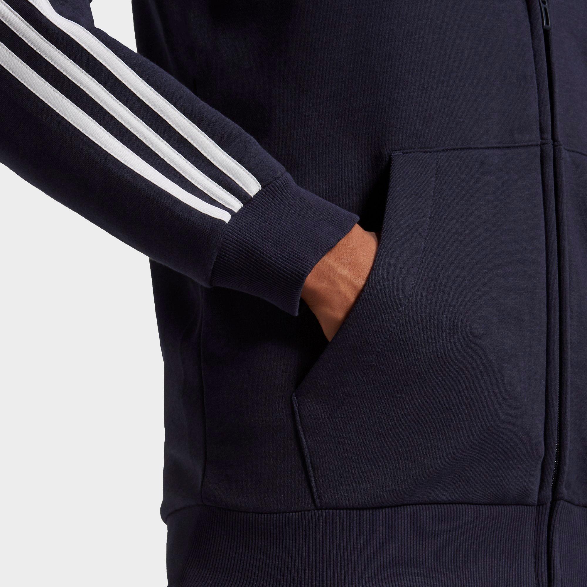 Men's Adidas Essentials Fleece 3-Stripes Full Zip Hoodie| JD Sports