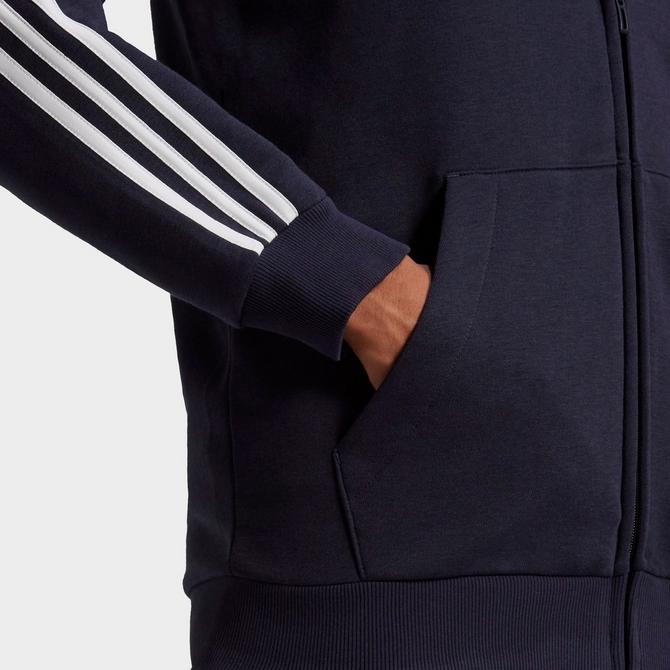 JD Essentials 3-Stripes adidas Full Zip Sports Fleece Men\'s Hoodie|