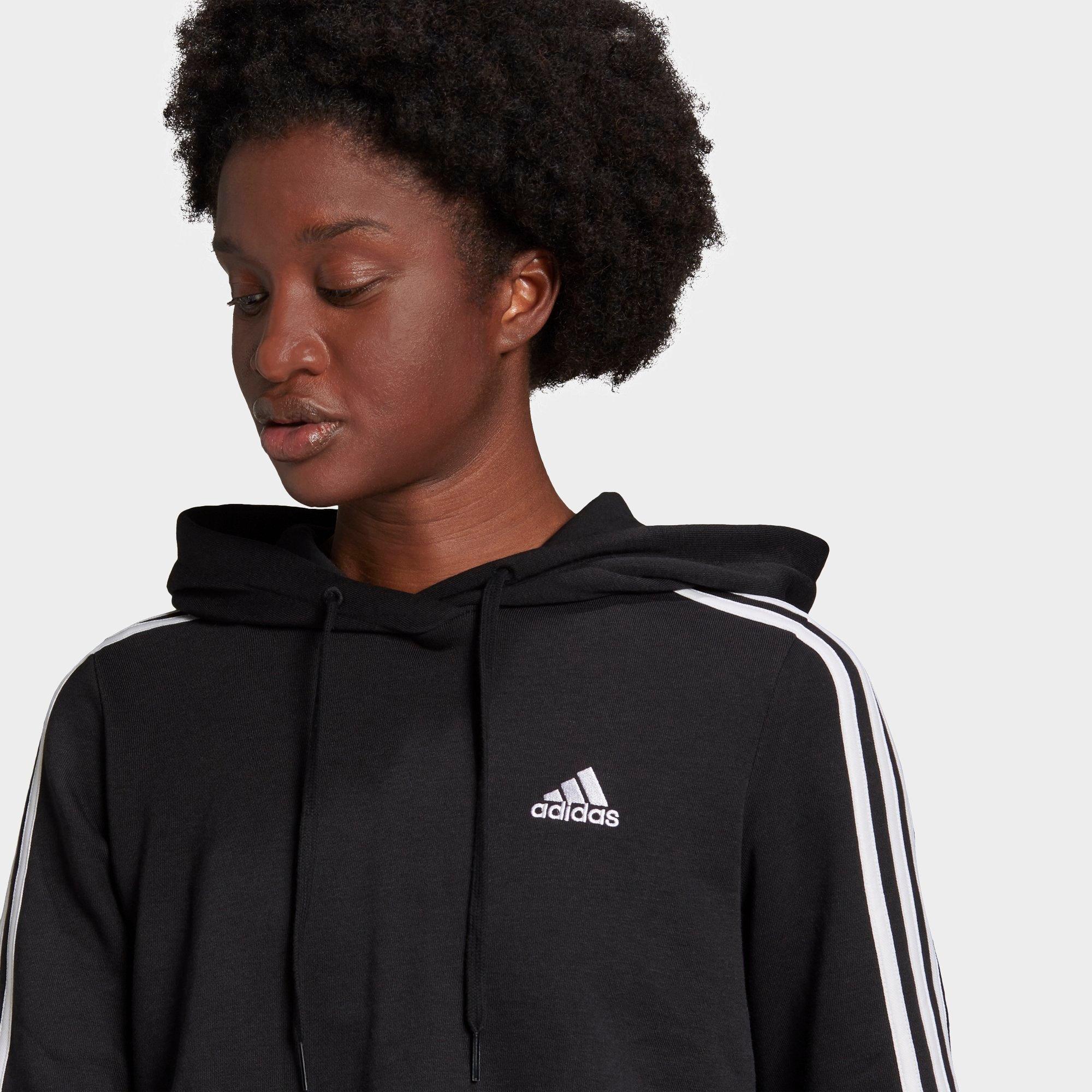 adidas 3 stripe cropped hoodie