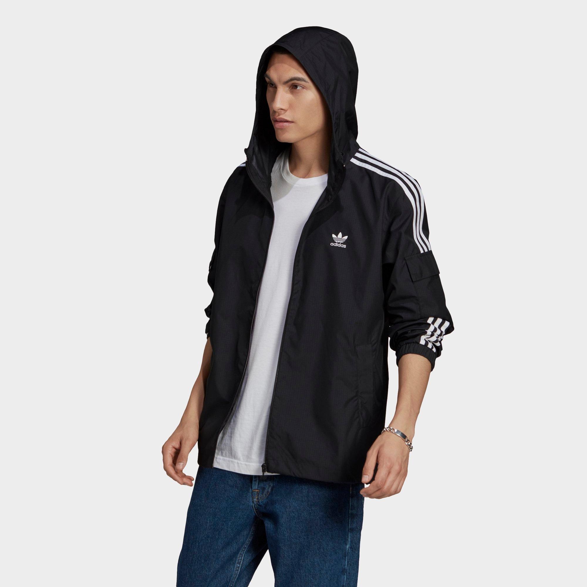 adidas originals windbreaker jacket with 3 stripes in black