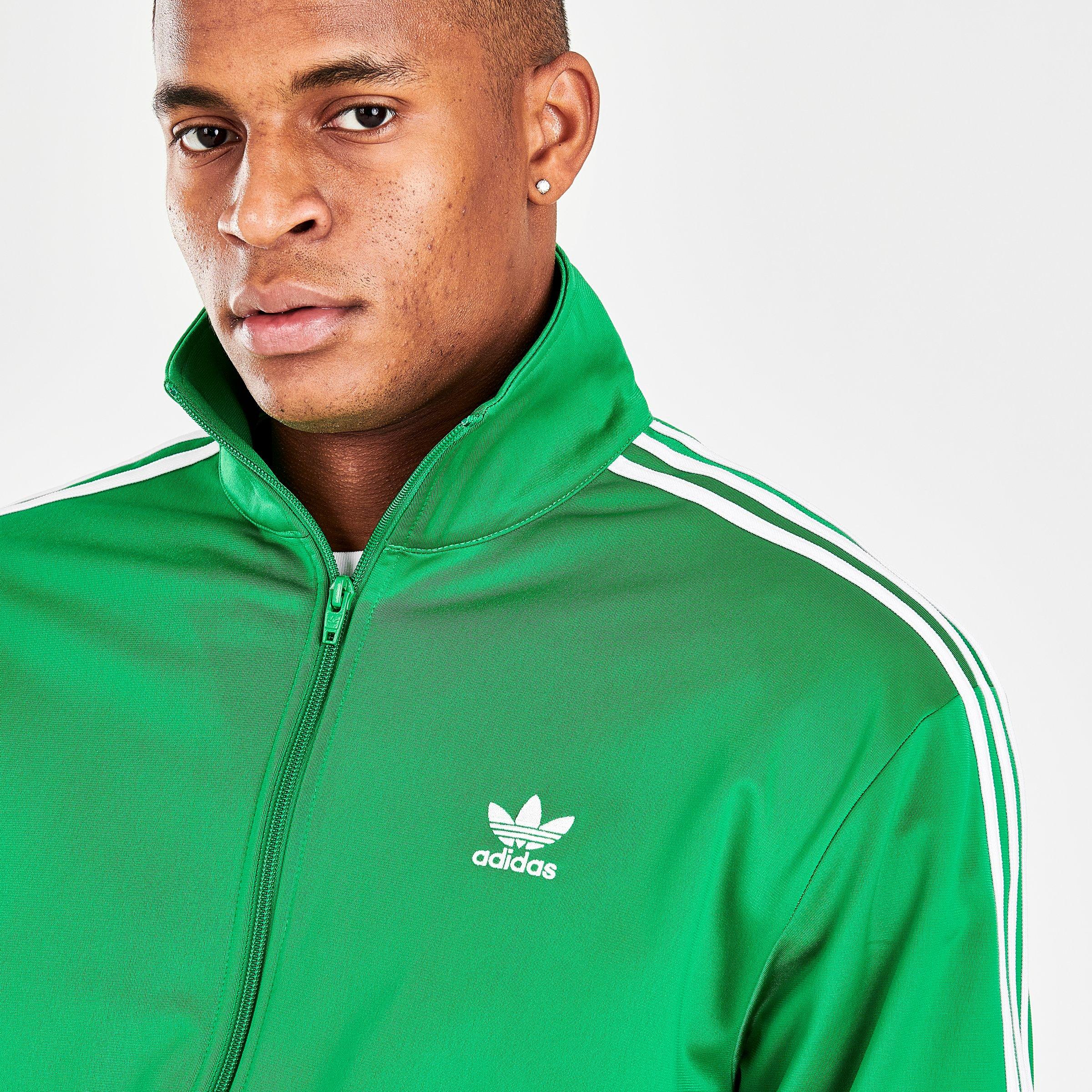 adidas originals adicolor three stripe track jacket in green