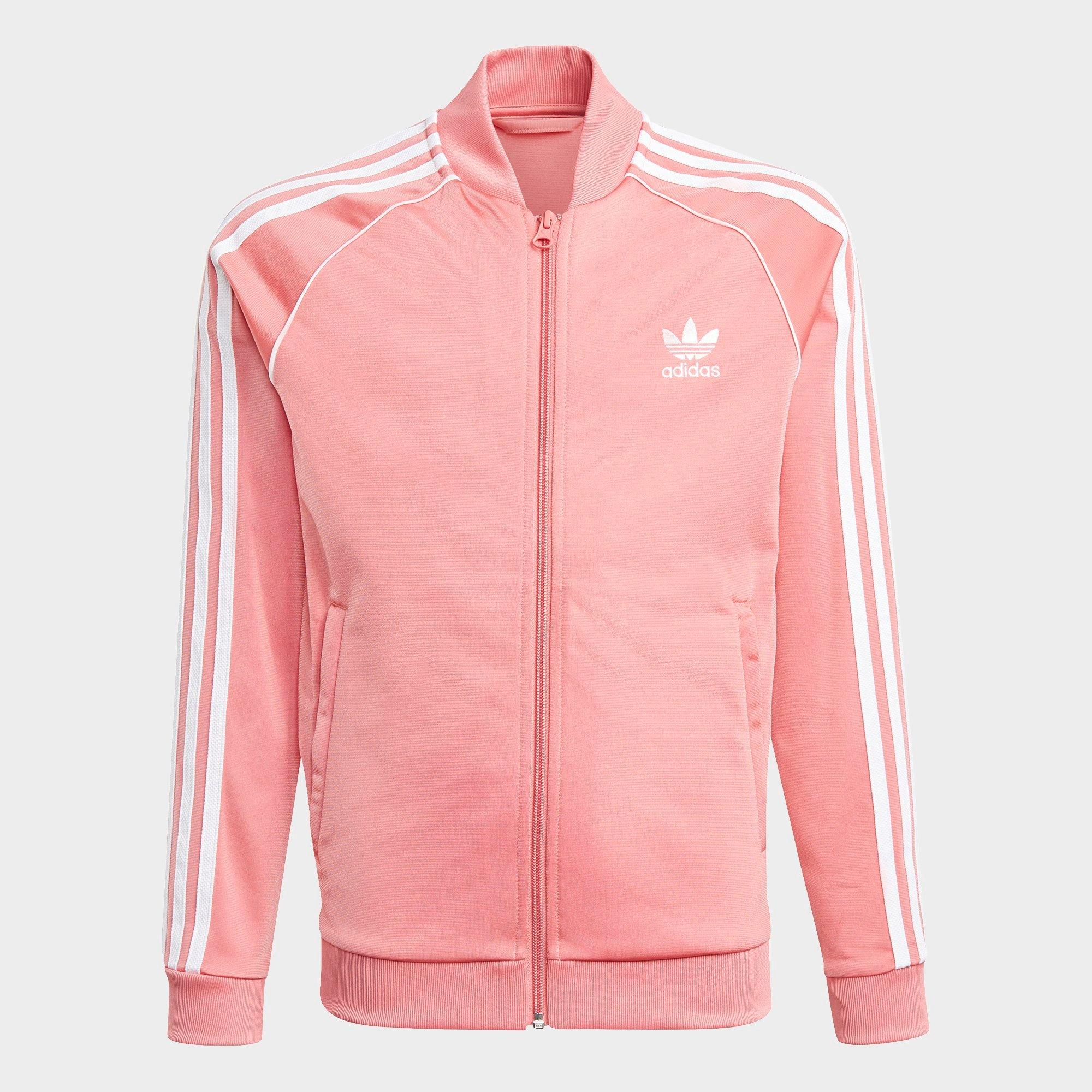 adidas originals adicolor three stripe track jacket in pink