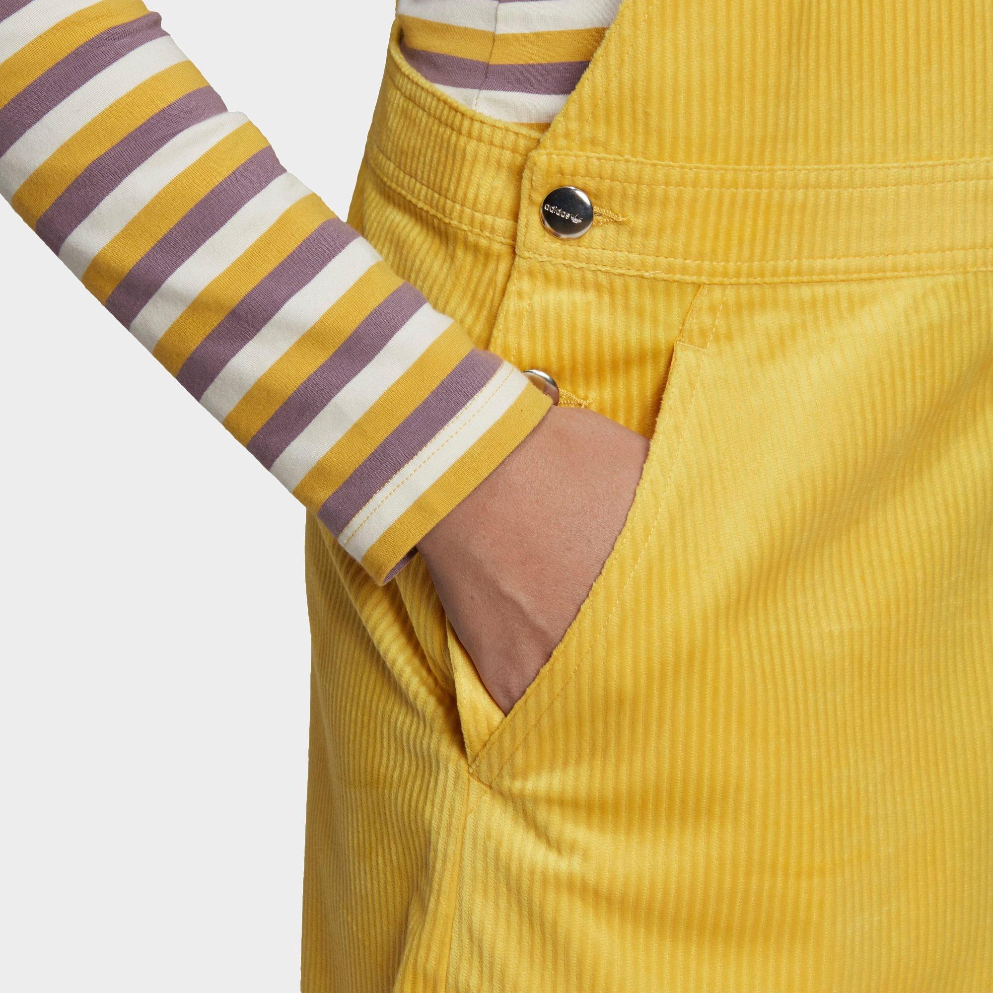yellow corduroy overall dress