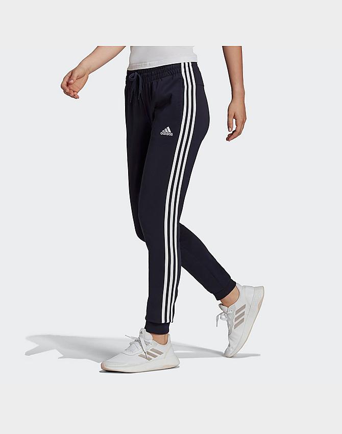 Women's adidas Essentials 3-Stripes Single Jersey Jogger Pants Women's adidas Essentials 3-Stripes Single Jersey Jogger Pants