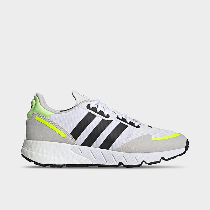 Right view of Men's adidas Originals ZX 1K BOOST Casual Shoes in White/Black/Solar Yellow Click to zoom