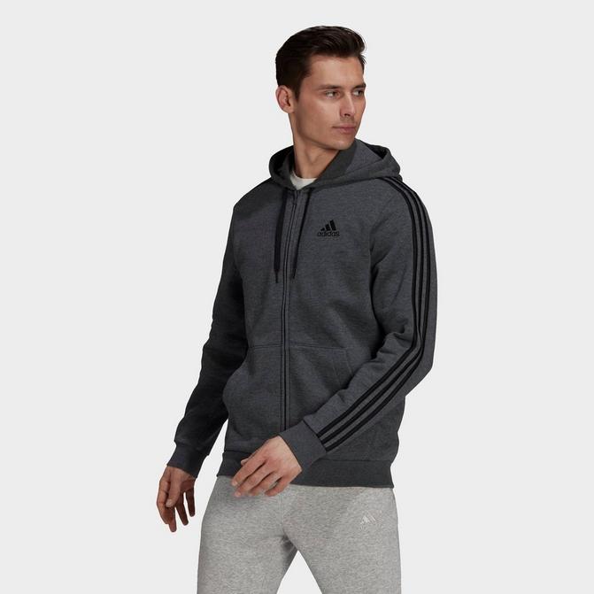 Men s adidas Essentials Fleece 3 Stripes Full Zip Hoodie JD Sports