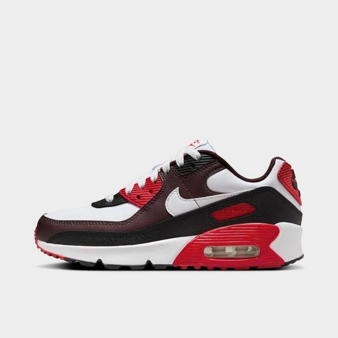 Kids Nike Air Max 90 Shoes Big 6.5 Burgundy Crush White Black