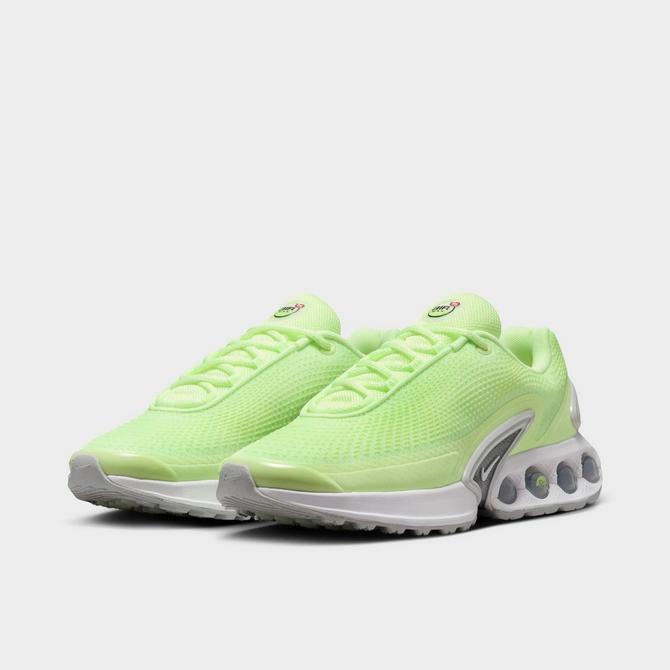 Three Quarter view of Women's Nike Air Max Dn Casual Shoes in Barely Volt/White/Metallic Silver Click to zoom