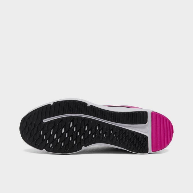 Bottom view of Girls' Little Kids' Nike Cosmic Runner Casual Shoes in Laser Fuchsia/White/Black Click to zoom