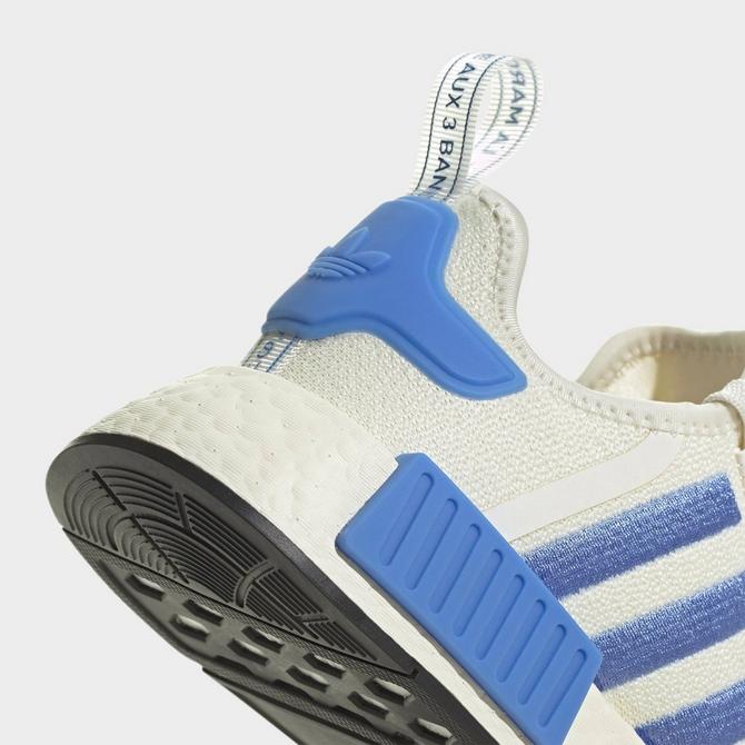 Adidas nmd mens white and blue sale