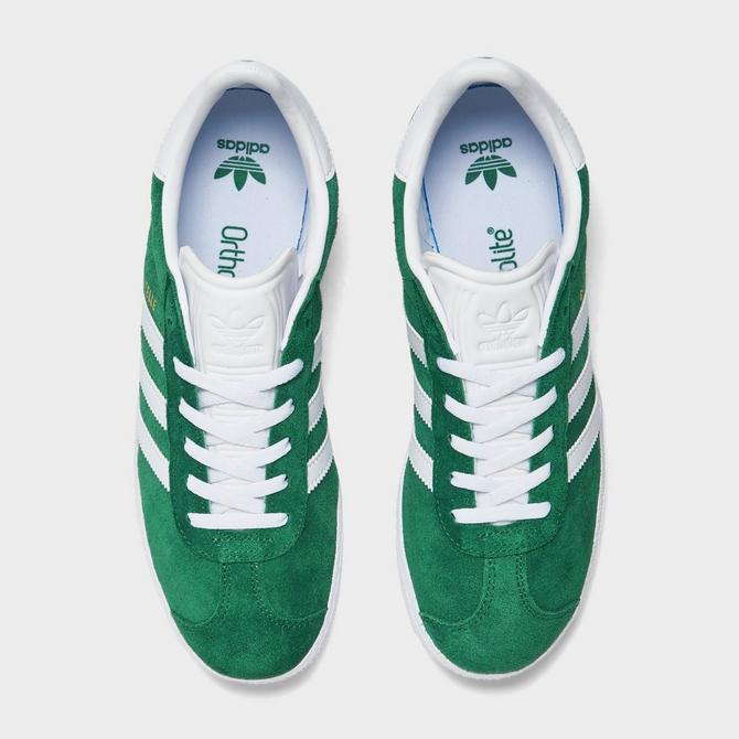 Adidas white shoes 2024 with green back